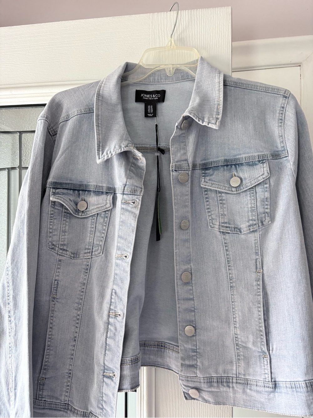 Jones New York Light Wash Denim Jacket - Pale Blue